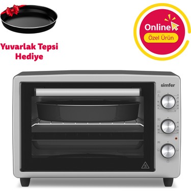 Simfer Simfer 3426 İnox Gri 34 LT Statik Mini/Midi Fırın - 4 Fonksiyon, Programlanabilir Pişirme & Isı fiyatı ve görseli