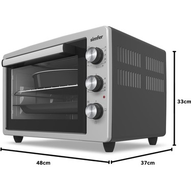 Simfer Simfer 3426 İnox Gri 34 LT Statik Mini/Midi Fırın - 4 Fonksiyon, Programlanabilir Pişirme & Isı — 6. ürün görseli