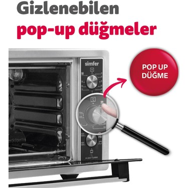 Simfer Simfer 4507 İnox Gri 45 LT Turbo Fan Mini/Midi Fırın - 6 Fonksiyon, Pop-Up Düğme, Yoğurt Yapma & — 4. ürün görseli