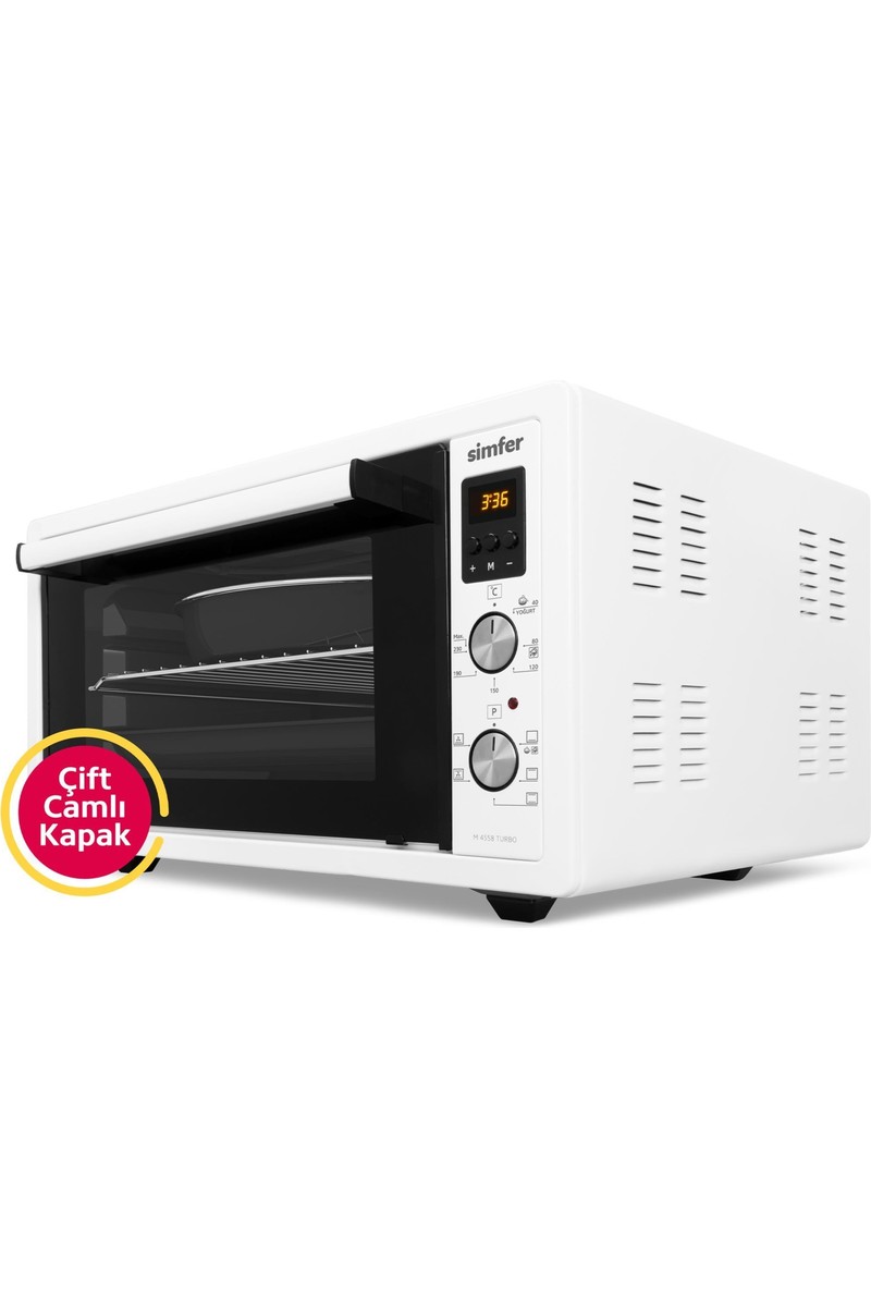 Simfer Simfer 4558 Beyaz 45 LT Turbo Fan Mini/Midi Fırın - 6 Fonksiyon, Dijital Ekran, Pop-Up Düğme,Yoğurt Yapma — 3. ürün görseli