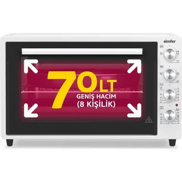 Simfer Simfer 7062 Beyaz 70 Lt Turbo Fan Piliç Çevirme Mini/midi Fırın - Multi Fonksiyon, Yoğurt Yapma, — 2. ürün görseli