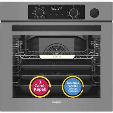 Simfer Simfer 8246 0+10 Fonksiyon Steam Master Buharlı Ankastre Fırın Gri Cam fiyatı ve görseli