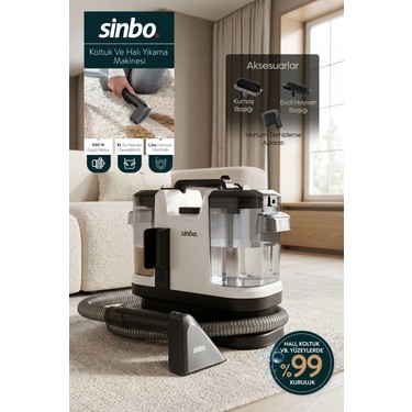 Sinbo Sinbo SCC-7605 Koltuk ve Halı Yıkama Makinesi 500W Çift Su Hazneli Profesyonel Leke fiyatı ve görseli