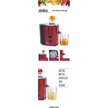 Sinbo Sinbo SJ-3194 Kırmızı Katı Meyve Sıkacağı 1000 W Güç ile Pratik Kullanım ve Kolay — 4. ürün görseli