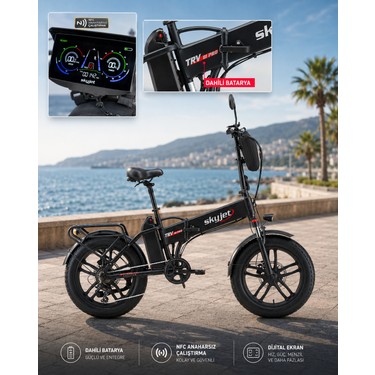 Skyjet Skyjet Trvııı Pro W Çift Bataryalı 1000W Elektrikli Bisiklet Ayna Çanta ve El Gazı — 4. ürün görseli