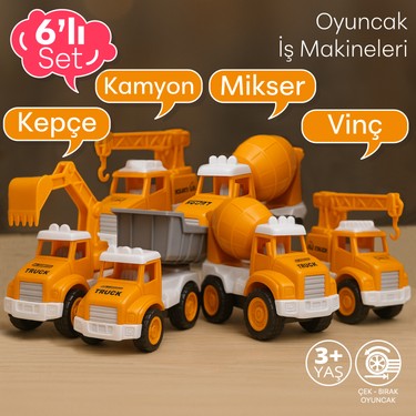 SmartFox Smartfox Çek Bırak 6'lı İş Makineleri Seti - Eğitici Kepçe Kamyon Vinç Mikser 3+ Yaş fiyatı ve görseli
