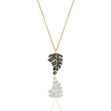 Söğütlü Silver Söğütlü Silver Gümüş Rose Yeşil Taşlı Yaprak Kolye ve Küpe — 2. ürün görseli