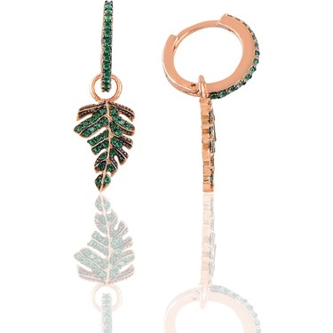 Söğütlü Silver Söğütlü Silver Gümüş Rose Yeşil Taşlı Yaprak Kolye ve Küpe — 3. ürün görseli