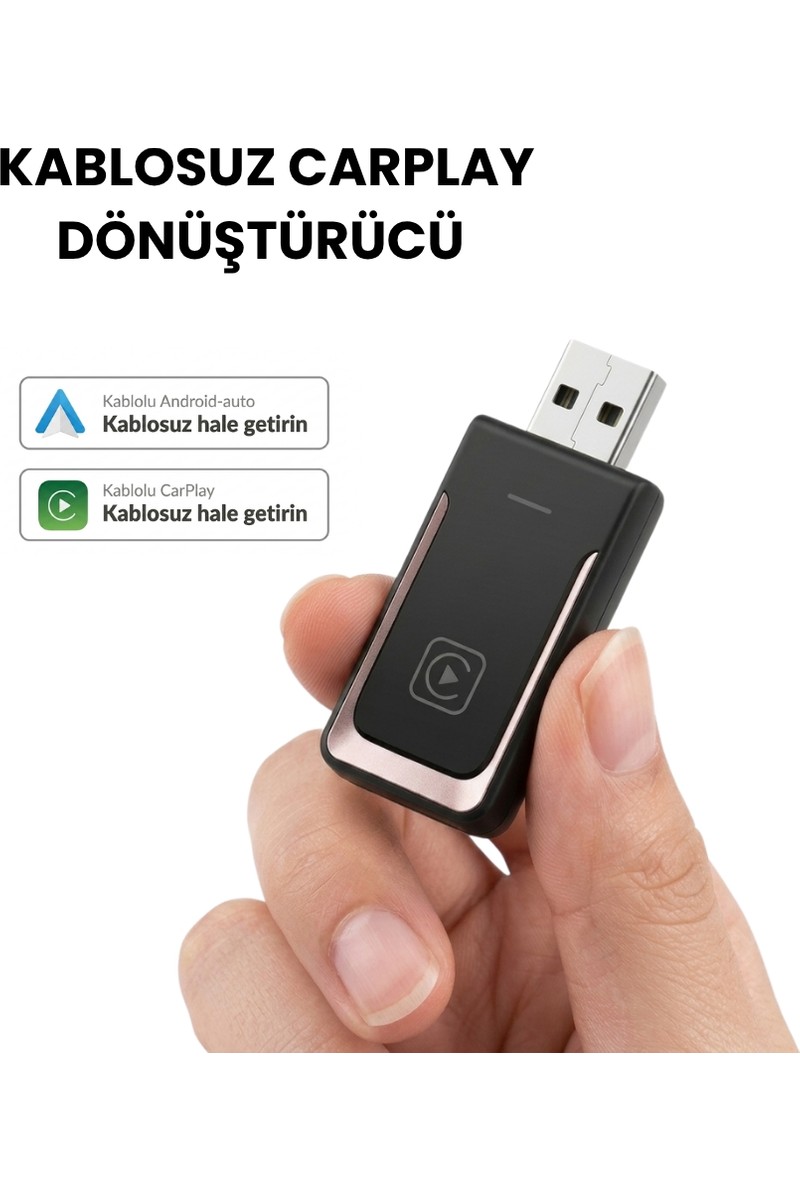 Solvis Araç Içi Kablosuz Carplay Adaptörü 2in1 Android Auto ve Apple Carplay Uyumlu (Tak Çalıştır)