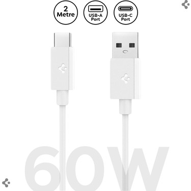 Spigen Spigen USB-A to USB-C 2 Metre Kablo 60W Güç / Hızlı Şarj / 480 Mbps Data Aktarım Hızı Type-C Ekstra fiyatı ve görseli