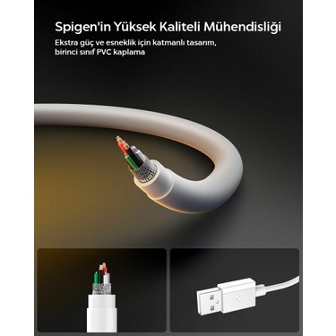 Spigen Spigen USB-A to USB-C 2 Metre Kablo 60W Güç / Hızlı Şarj / 480 Mbps Data Aktarım Hızı Type-C Ekstra — 5. ürün görseli