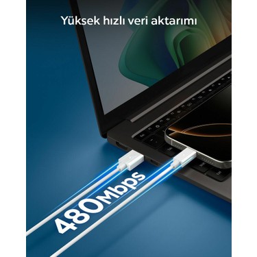 Spigen Spigen USB-A to USB-C 2 Metre Kablo 60W Güç / Hızlı Şarj / 480 Mbps Data Aktarım Hızı Type-C Ekstra — 6. ürün görseli