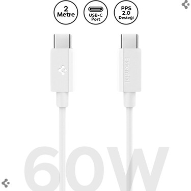 Spigen Spigen USB-C to USB-C 2 Metre Kablo 60W Güç / PPS 2.0 Desteği Super Hızlı Şarj / 480 Mbps Data fiyatı ve görseli