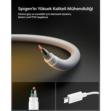 Spigen Spigen USB-C to USB-C 2 Metre Kablo 60W Güç / PPS 2.0 Desteği Super Hızlı Şarj / 480 Mbps Data — 5. ürün görseli