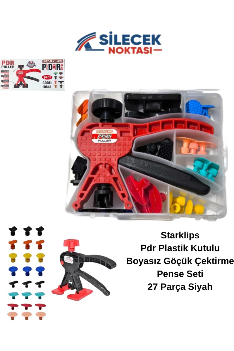Starklips Starklips Pdr Plastik Kutulu Boyasız Göçük Çektirme Pense Seti 27 Parça Siyah 10841