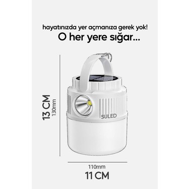 Suled Suled Kamp Lambası Solar Şarjlı El Feneri Usb Type-C Şarj Çıkışlı Power Bank Özellikli Lithium 30w — 4. ürün görseli