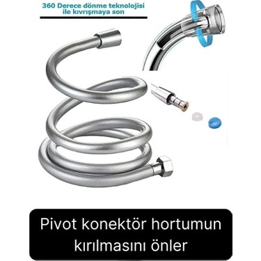 Suvia Suvia Gümüş Gri Dayanıklı Esnek Kırılmaz Çatlamaz Patlamaz Sızdırmaz Pvc Banyo Duş Musluk Hortumu — 3. ürün görseli