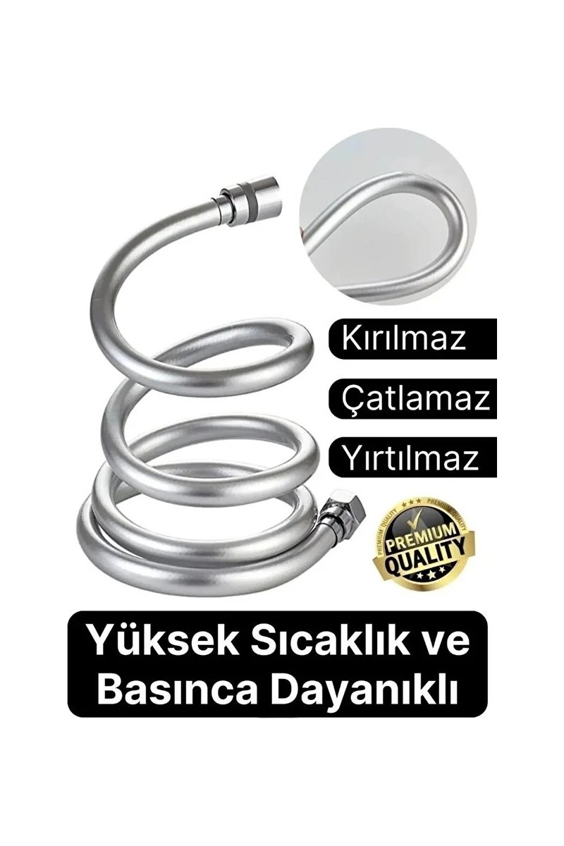 Suvia Suvia Gümüş Gri Dayanıklı Esnek Kırılmaz Çatlamaz Patlamaz Sızdırmaz Pvc Banyo Duş Musluk Hortumu — 6. ürün görseli