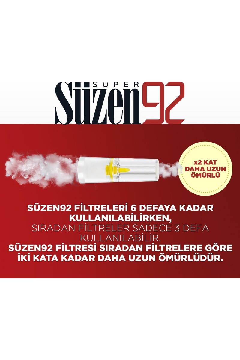 Süzen Süzen 92 Süzen92 Sigara Ağızlığı Filtresi Klasik 1200 Adet 8 Delikli Filtre Özel Seri — 3. ürün görseli