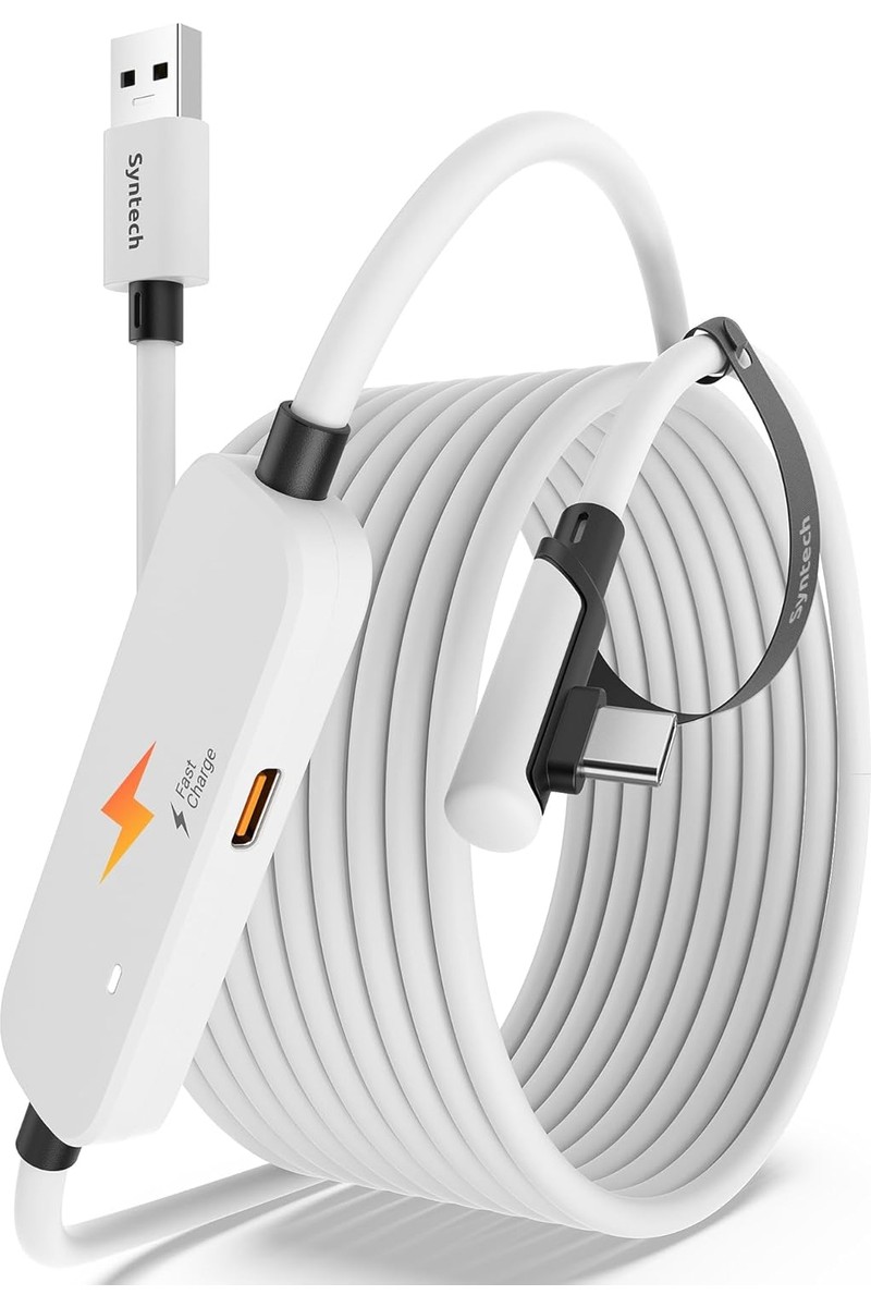 Syntech 3 M USB 3.0 Şarj ve Bağlantı Kablosu – Meta Quest 3s/quest 3/oculus Quest 2 Uyumlu, Ekstra Şarj Portlu Vr Pc/steamvr Oyun Kablosu