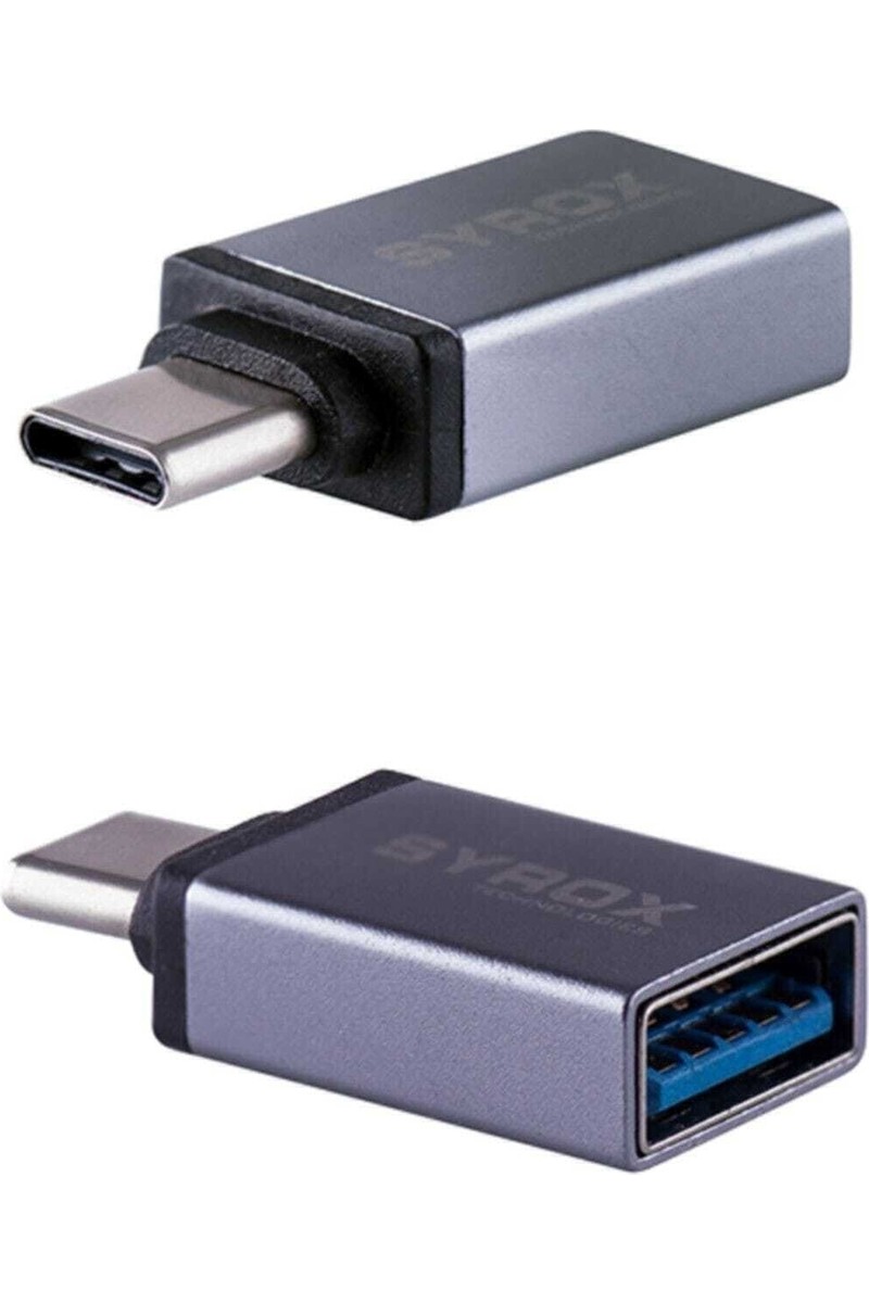 Syrox Dönüştürücü Usb-3 Den Type-C'ye 1 m Kablo Uzunluğu ile Gri Renkli Dayanıklı Tasarım