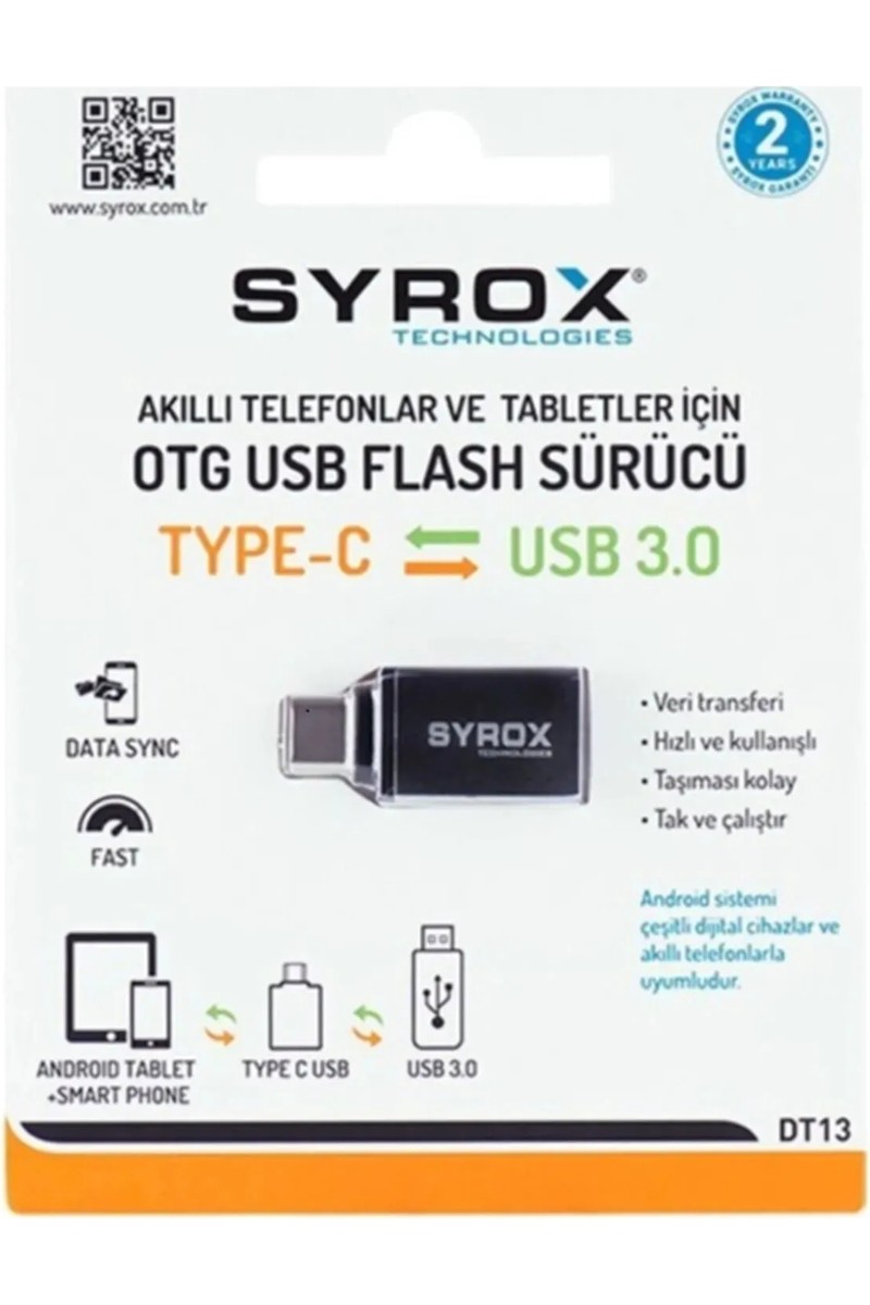 Syrox Syrox Dönüştürücü Usb-3 Den Type-C'ye 1 m Kablo Uzunluğu ile Gri Renkli Dayanıklı Tasarım — 3. ürün görseli