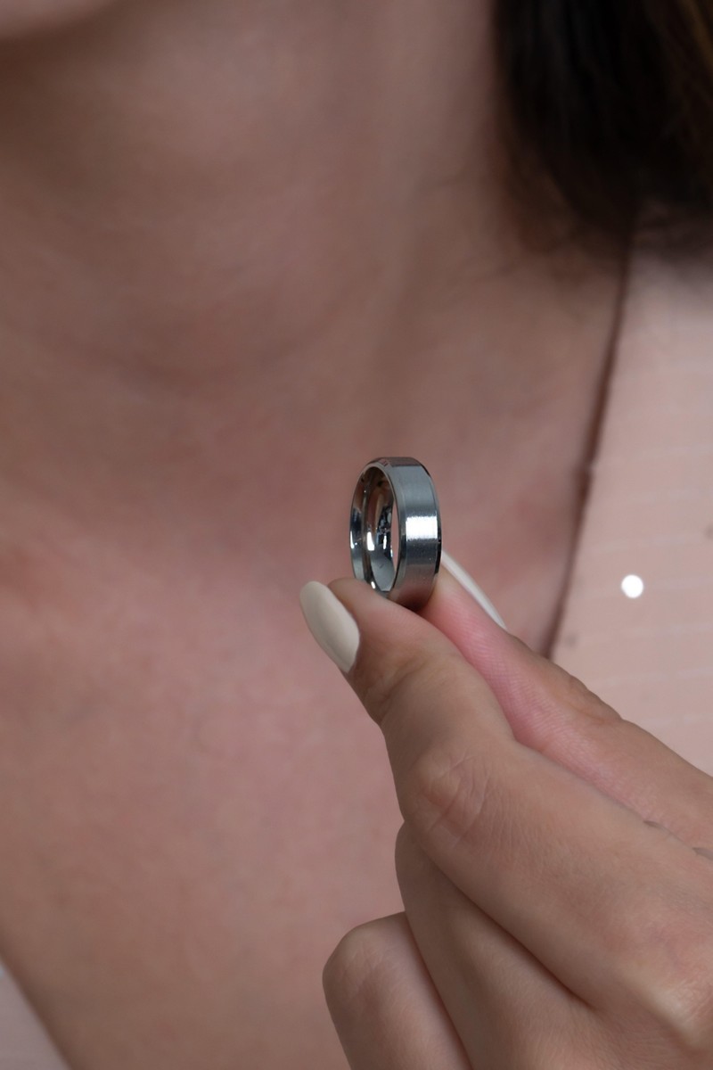 Takı Takı Dükkanı 6mm Köşeli Düz Model Unisex Kadın Erkek Çelik Alyans Yüzük cl30 — 3. ürün görseli