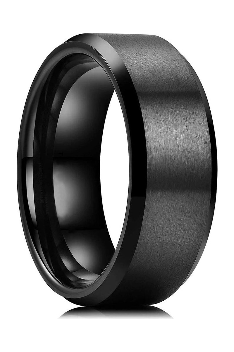 Takı Dükkanı 8 mm Köşeli Düz Model Unisex Kadın Erkek Çelik Alyans Yüzük cl31
