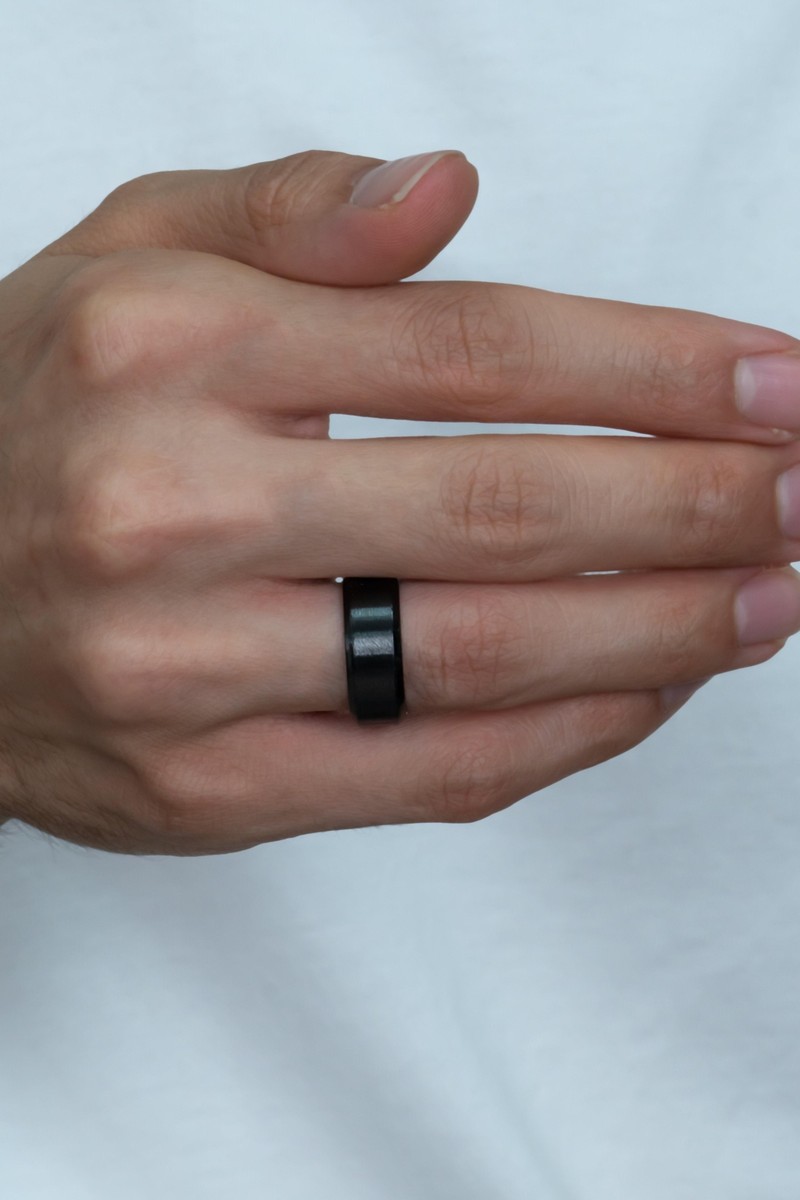 Takı Takı Dükkanı 8 mm Köşeli Düz Model Unisex Kadın Erkek Çelik Alyans Yüzük cl31 — 3. ürün görseli