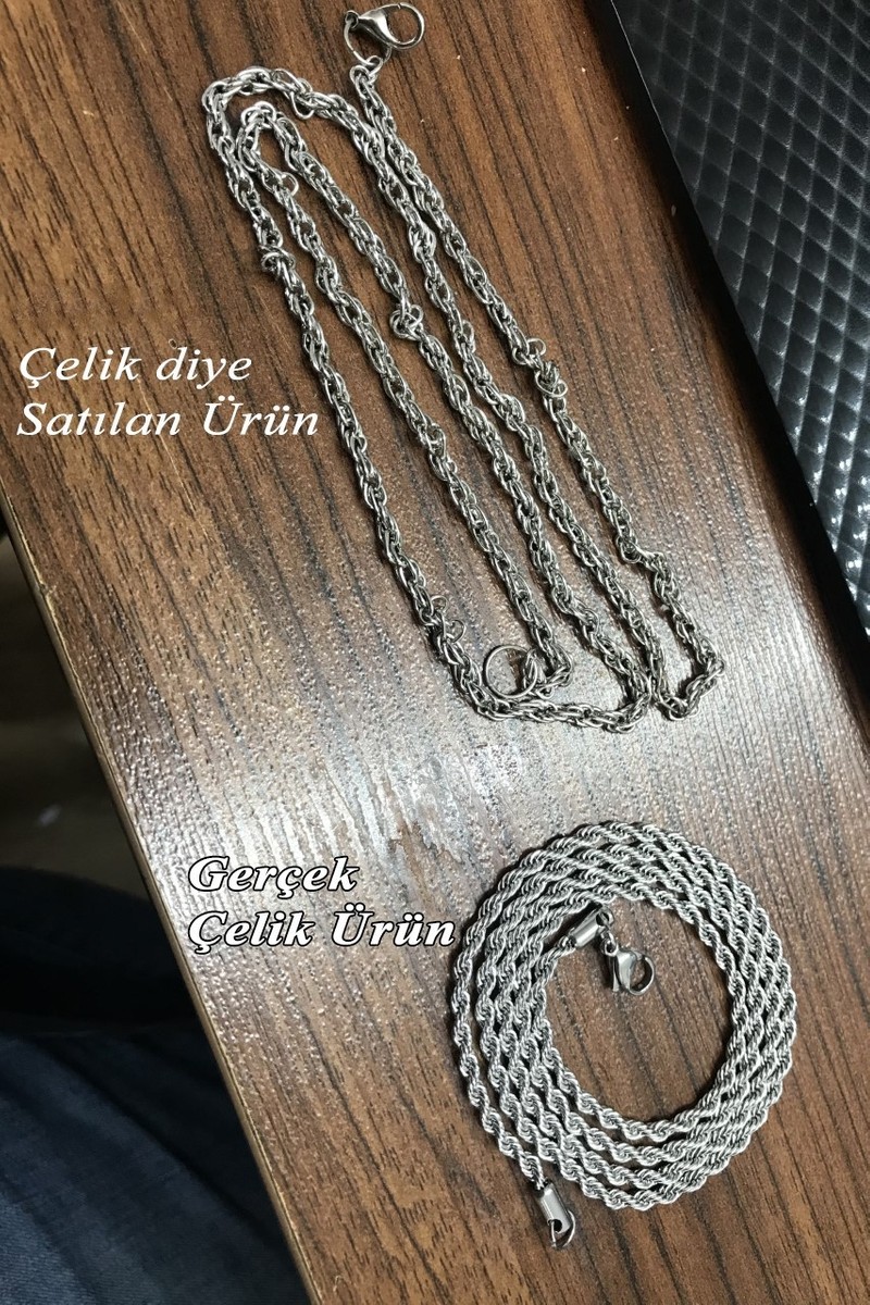 Takı Takı Dükkanı Halat Burgulu Erkek Paslanmaz Çelik Bileklik Künye Sevgiliye Hediye NCK15-2 — 3. ürün görseli