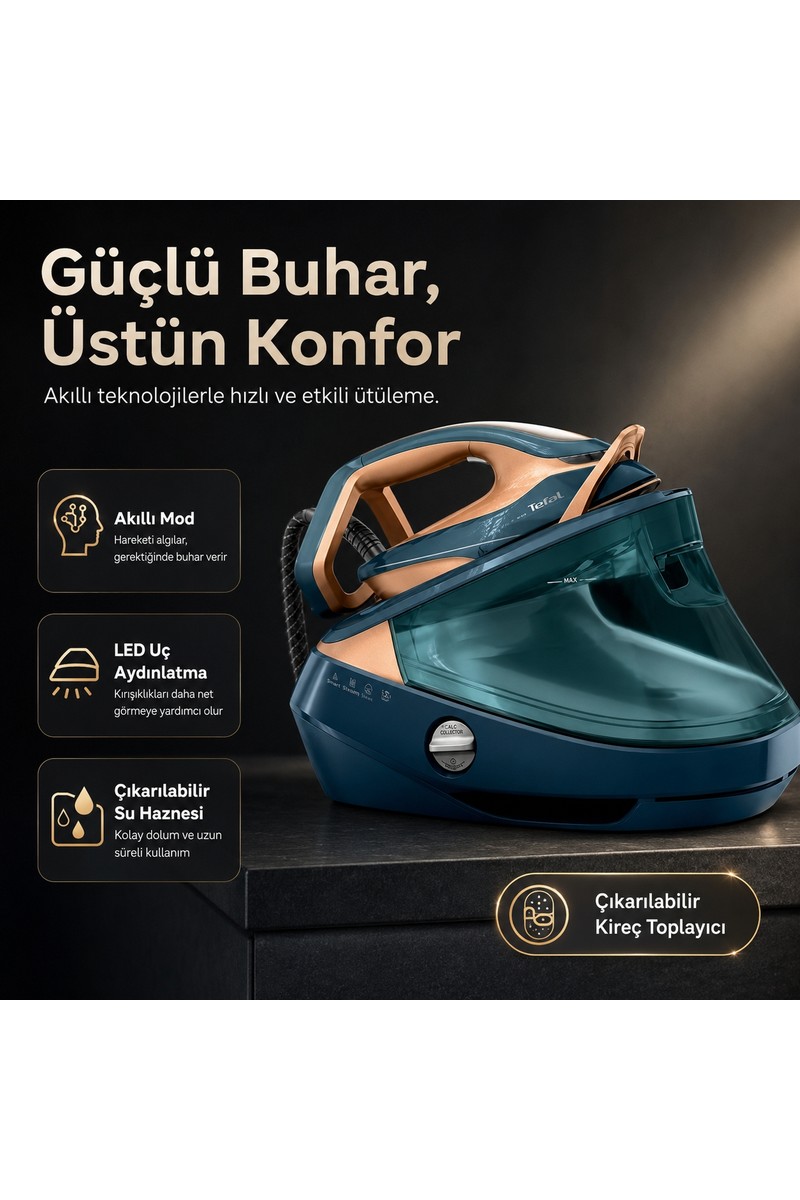 Tefal Tefal 9 Bar Basınçlı Buhar Kazanlı Ütü, 850 G/dk Şok Buhar, LED Görüş Işığı, Akıllı Buhar Sensörü — 6. ürün görseli