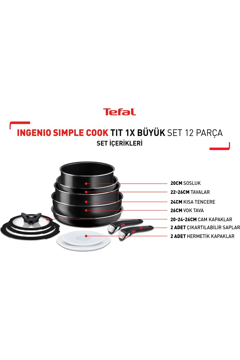 Tefal Tefal Ingenio SimpleCook 1X Büyük Tava Tencere Seti - 12 Parça — 2. ürün görseli
