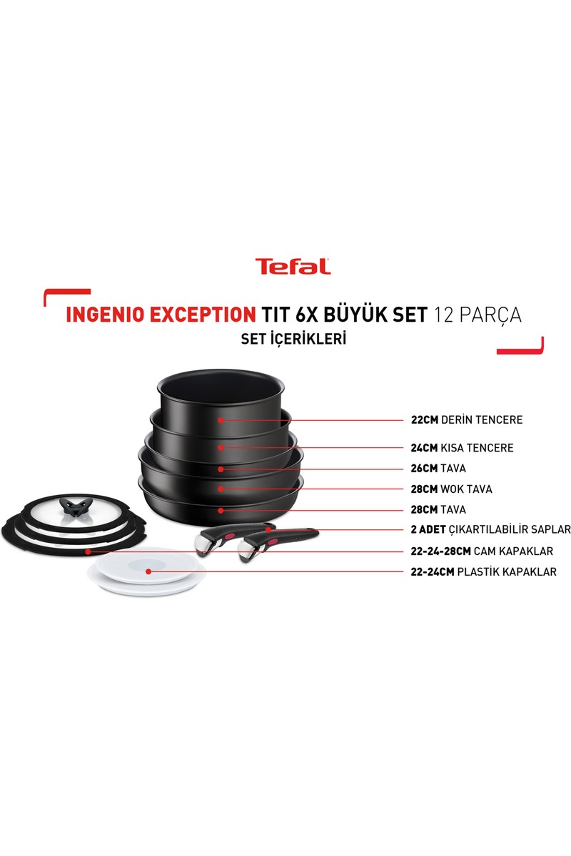 Tefal Tefal L76391 Ingenio Titanyum 6X Exception Büyük Tava ve Tencere Seti 12 Parça - 2100125491 — 2. ürün görseli