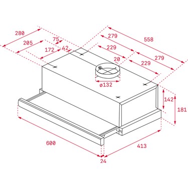 Teka Teka TL 6210 IX İnox Sürgülü Aspiratör 400 m³/h Maksimum Emiş Gücü ve 60 cm- 113080004 — 3. ürün görseli