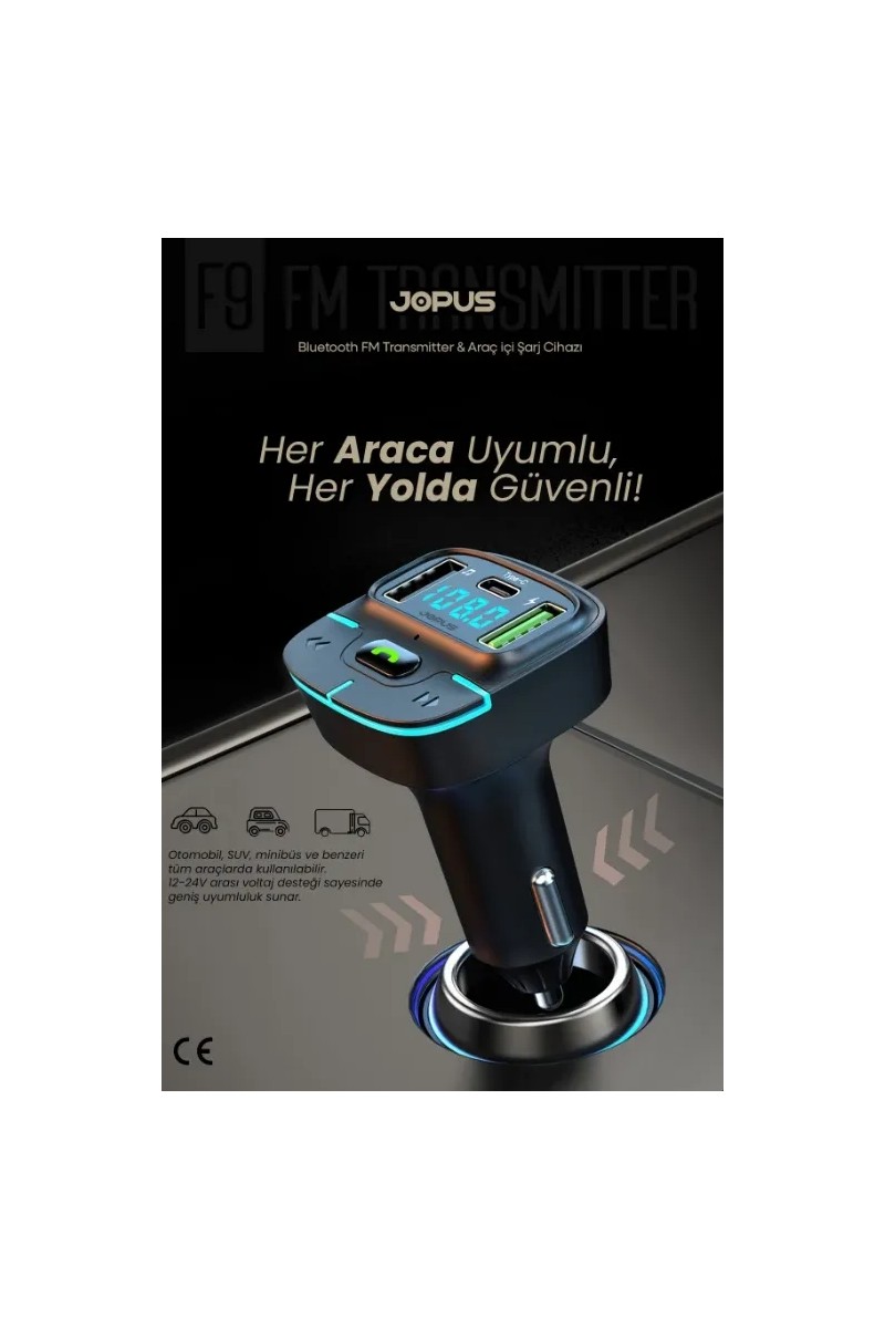 Tekno Tekno Grup Jops F9 Araç Fm Transmitter 5.3 Bluetooth Araç Kiti 18W Hızlı Şarjlı Çakmaklık Girişli Müzik Çalar ve Telefon Görüşmesi — 2. ürün görseli