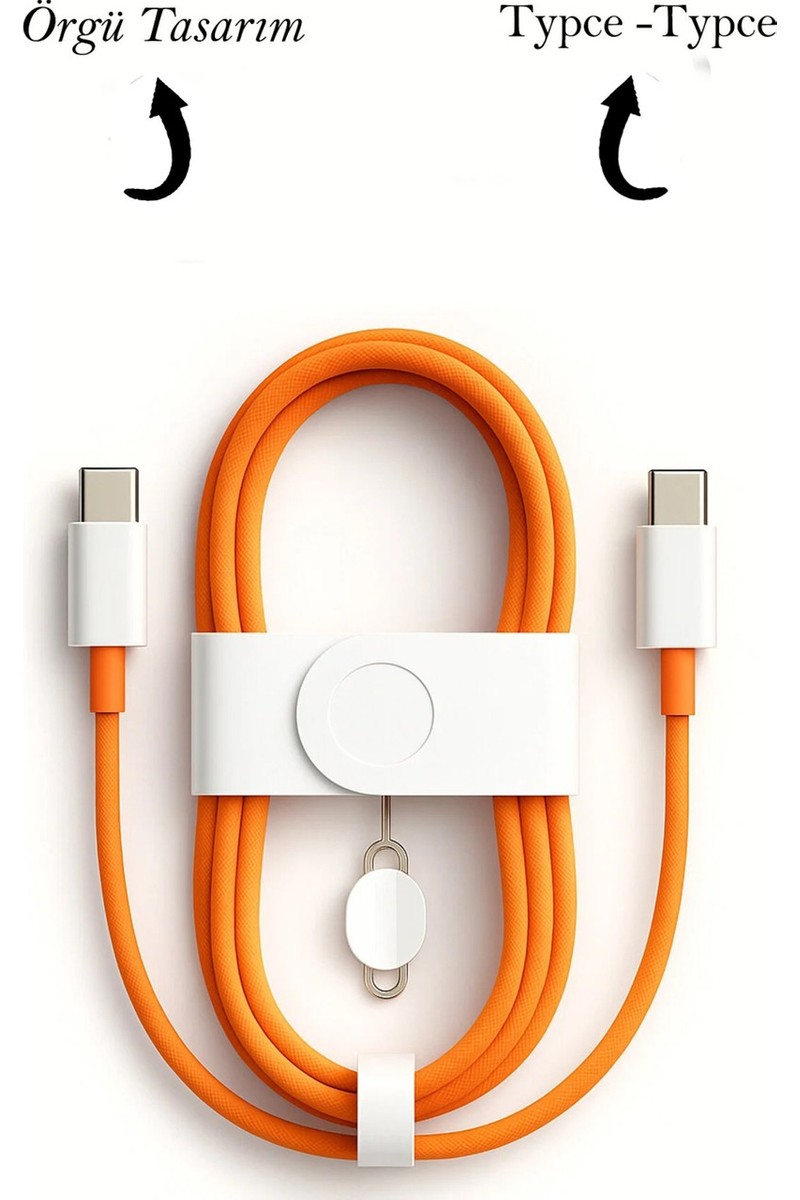 Teknofone 60W Apple iPhone Uyumlu 17 / 16/ 15 Pro - Pro Max Hasır Hızlı Şarj Kablosu Type-C To Type-C Pd Kablo