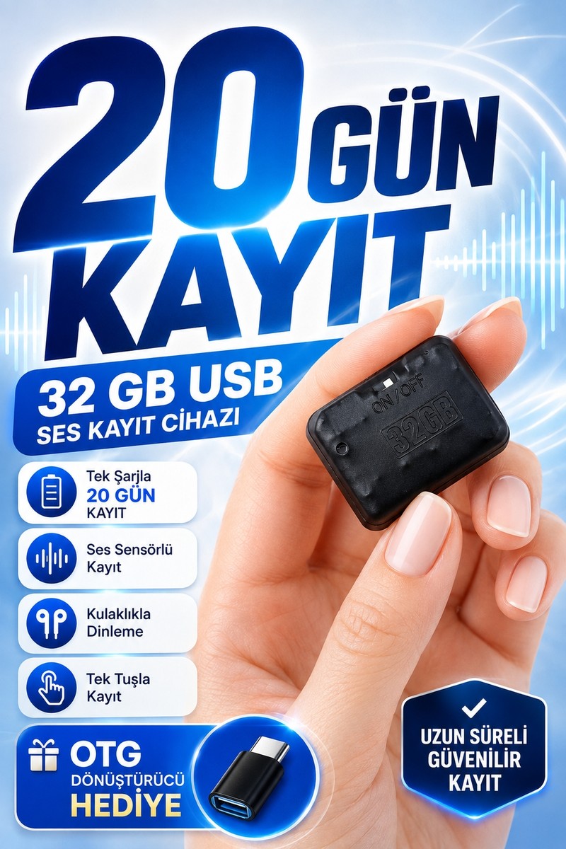 Teknospy Teknospy Ses Kayıt Cihazı Tek Şarjla 20 Gün Kayıt Kulaklıkla Dinleme Sese Duyarlı Özellik Hassas — 4. ürün görseli
