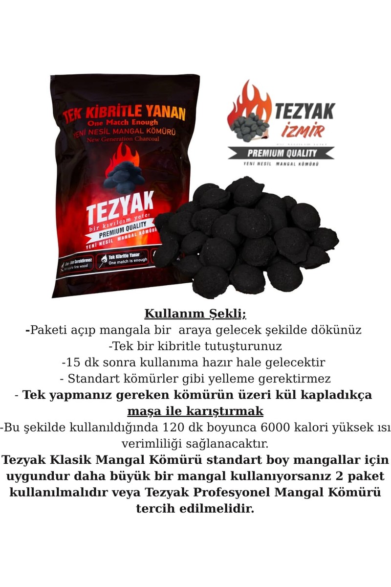 Tezyak Tezyak Mix Tek Kibritle Yanan Yeni Nesil Mangal Kömürü (2 Paket x 2 kg ) 4 kg — 2. ürün görseli