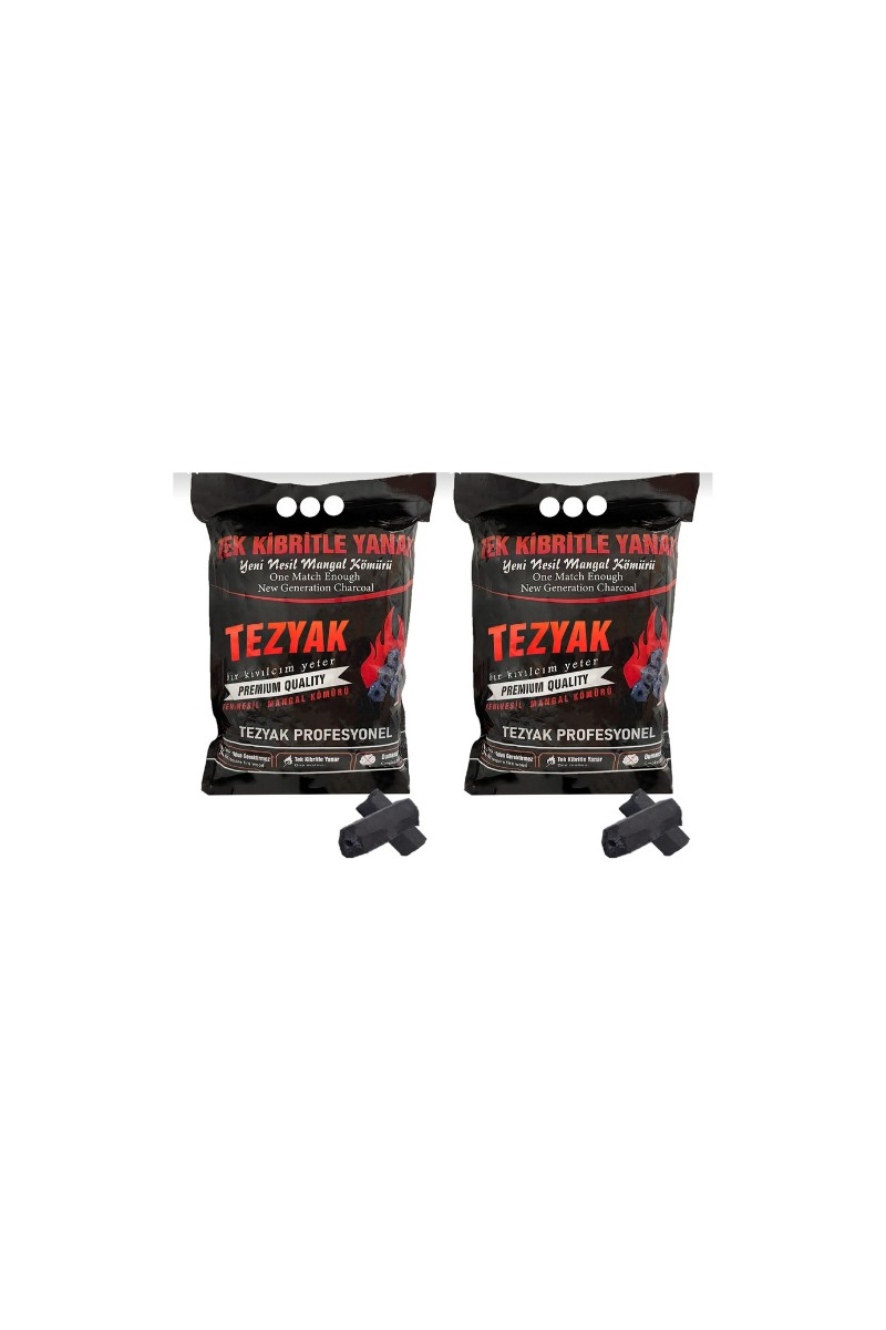 Tezyak Profesyonel Tek Kibritle Yanan Yeni Nesil Mangal Kömürü (2 kg x 2 Paket) 4 kg