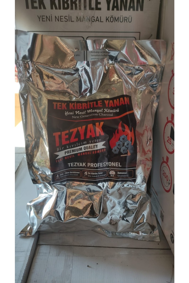 Tezyak Tezyak Profesyonel Tek Kibritle Yanan Yeni Nesil Mangal Kömürü (2 kg x 2 Paket) 4 kg — 3. ürün görseli