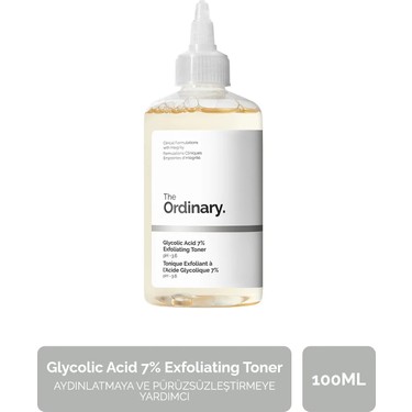 The The Ordinary Glycolic Acid 7% Exfoliating Toner - Aydınlatmaya ve Pürüzsüzleştirmeye Yardımcı Tonik 100ml fiyatı ve görseli