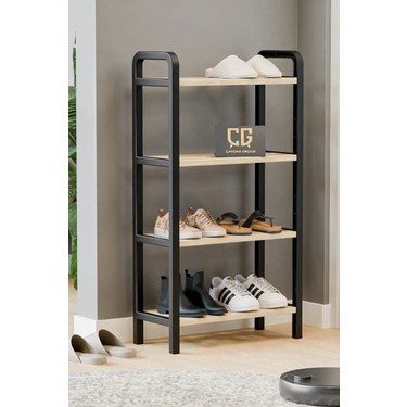 Çavdar Group Three 4 Katlı Ahşap Ayakkabılık 50 cm Ahşap Çubuklu 4 Bölmeli Eko Raf Ünitesi fiyatı ve görseli