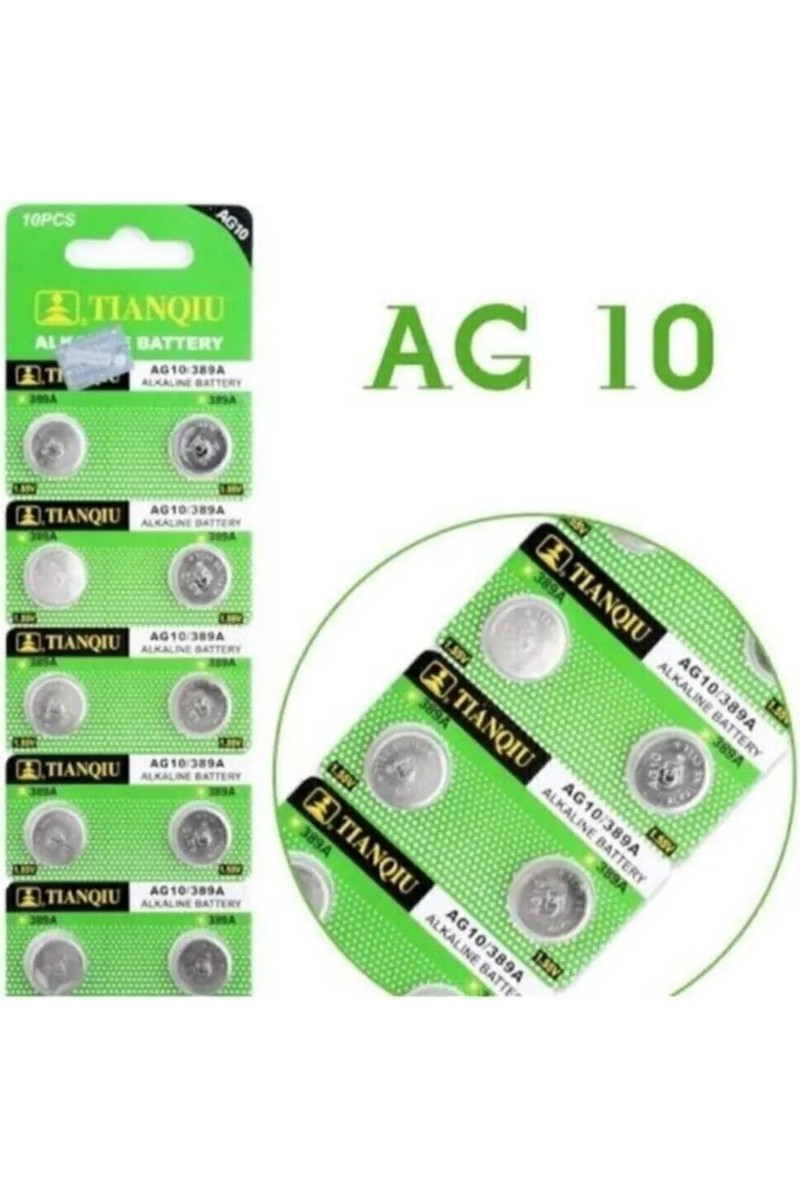 Tianqiu Tianqiu 10 Adet Alkalin Düğme Pil AG10 LR1130/389 1,2 V Voltajlı Uzun Ömürlü — 3. ürün görseli