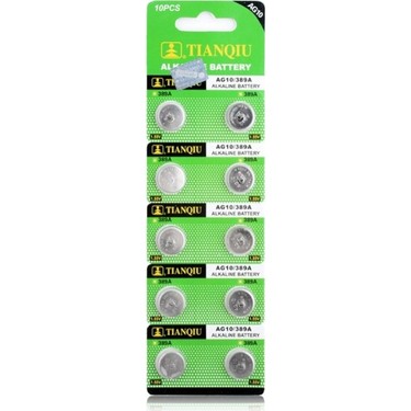 Tianqiu Tianqiu 10 Adet Alkalin Düğme Pil AG10 LR1130/389 1,2 V Voltajlı Uzun fiyatı ve görseli