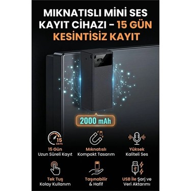 Tokurtech Tokurtech 64 GB Mıknatıslı 15 Gün Sensörlü Uzun Bataryalı Mini Profesyonel Ses Kayıt — 4. ürün görseli