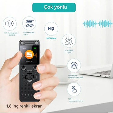Tokurtech Tokurtech Yeni Model Metal Kasalı HS32 Profesyonel Ses Kayıt Cihazı Uzun Kayıt Süresi Büyük LED — 2. ürün görseli