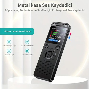 Tokurtech Tokurtech Yeni Model Metal Kasalı HS32 Profesyonel Ses Kayıt Cihazı Uzun Kayıt Süresi Büyük LED — 6. ürün görseli