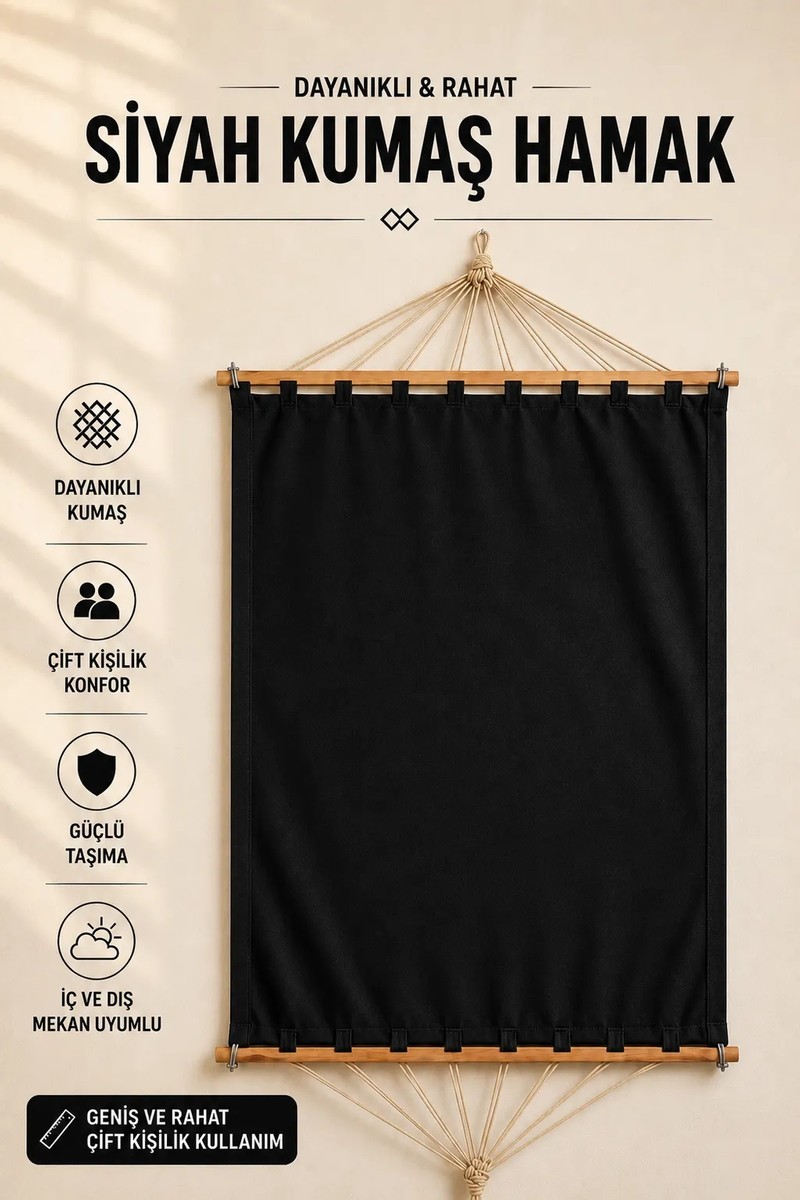 Toptancı Amca Çift Kişilik Kumaş Hamak Dayanıklı Yıkanabilir Bahçe Hamağı bağlama ipli 120X330 cm
