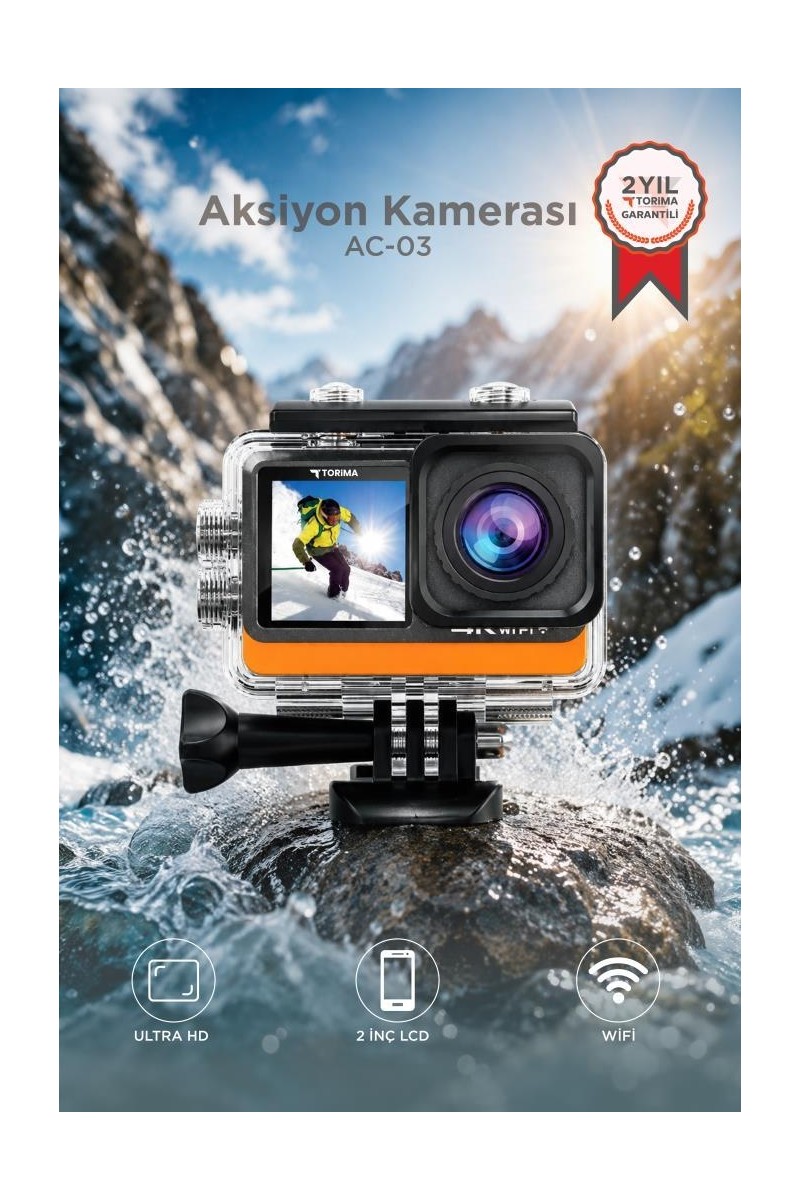 Torima Aksiyon Kamerası Ultra Hd Wifi 4K Su Geçirmez Kamera AC03 Siyah