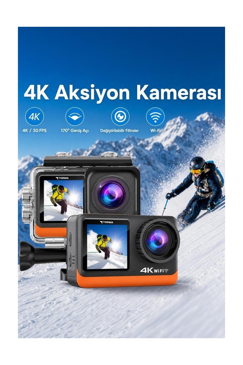 Torima Torima Aksiyon Kamerası Ultra Hd Wifi 4K Su Geçirmez Kamera AC03 Siyah — 3. ürün görseli